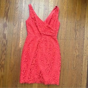 NEW J. Crew bridesmaid wedding cocktail dress Battenberg lace coral petite 0